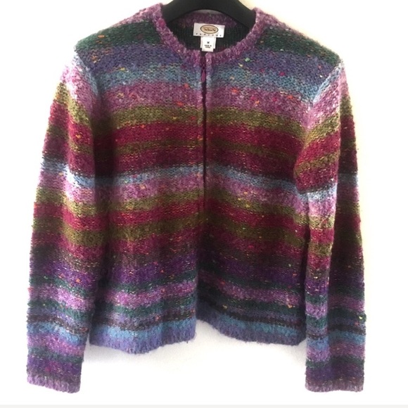 multi coloured striped cardigan